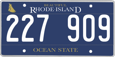 RI license plate 227909