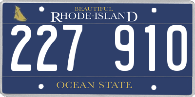 RI license plate 227910