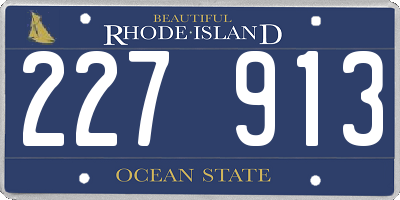 RI license plate 227913