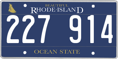 RI license plate 227914