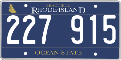 RI license plate 227915