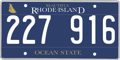 RI license plate 227916