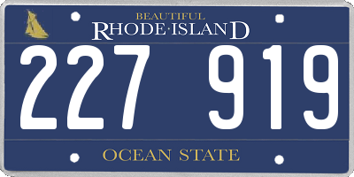 RI license plate 227919
