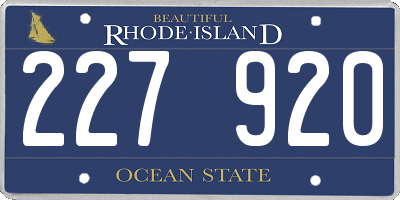 RI license plate 227920