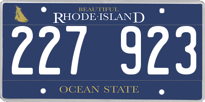 RI license plate 227923