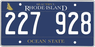 RI license plate 227928