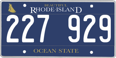 RI license plate 227929