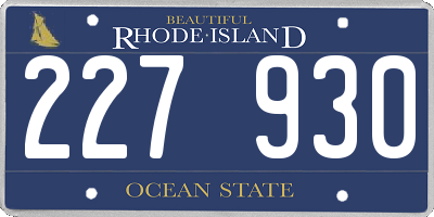 RI license plate 227930
