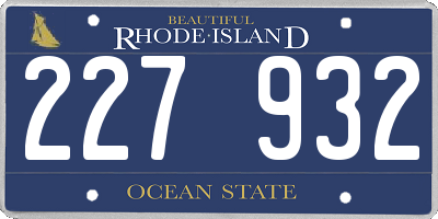 RI license plate 227932