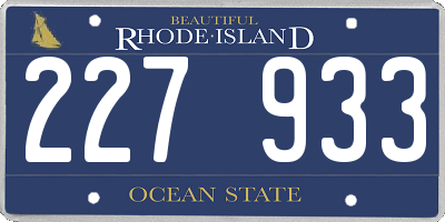 RI license plate 227933