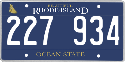 RI license plate 227934