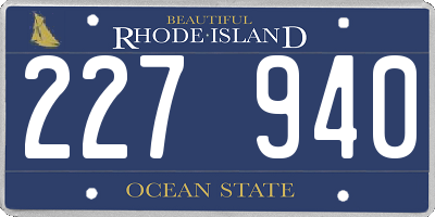 RI license plate 227940