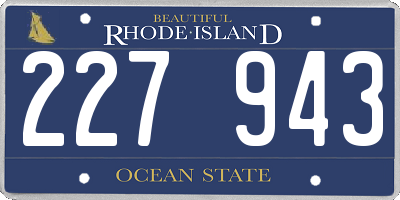 RI license plate 227943