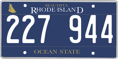 RI license plate 227944
