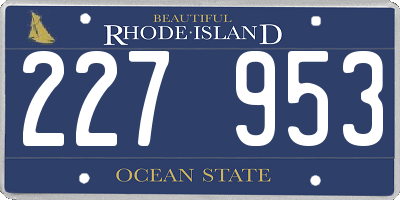 RI license plate 227953