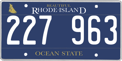 RI license plate 227963