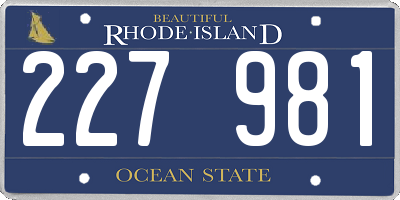 RI license plate 227981
