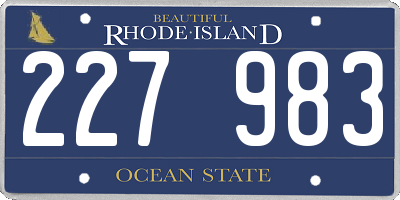RI license plate 227983