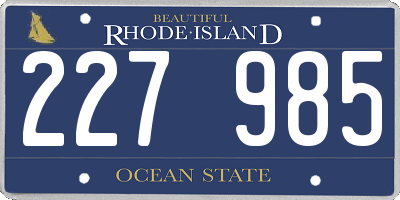 RI license plate 227985