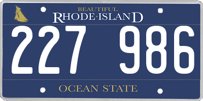 RI license plate 227986