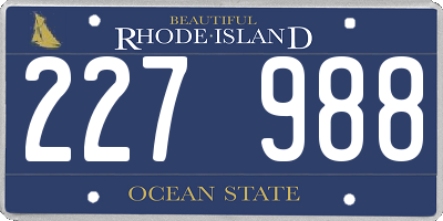 RI license plate 227988