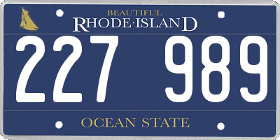 RI license plate 227989