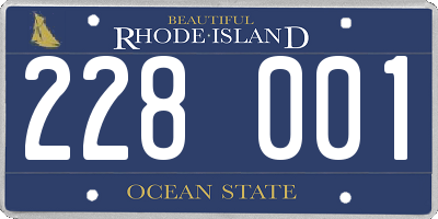 RI license plate 228001