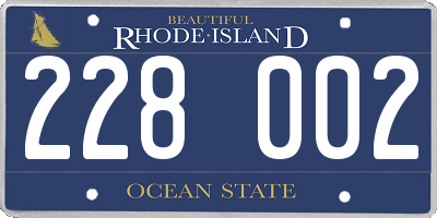RI license plate 228002