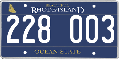 RI license plate 228003
