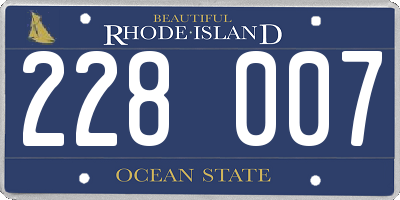 RI license plate 228007