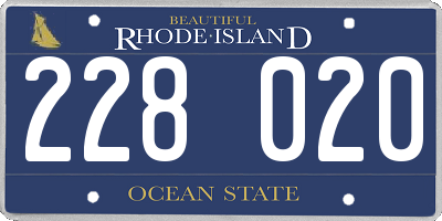 RI license plate 228020
