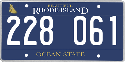 RI license plate 228061