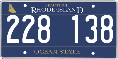 RI license plate 228138