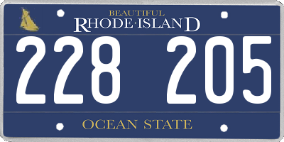 RI license plate 228205