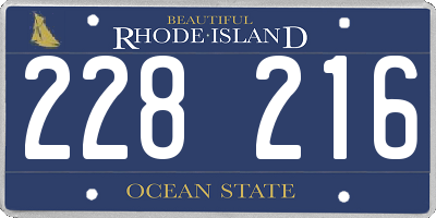 RI license plate 228216