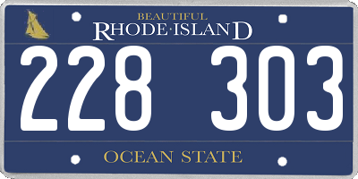 RI license plate 228303