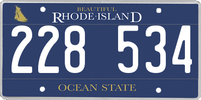 RI license plate 228534