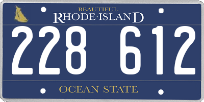 RI license plate 228612