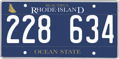 RI license plate 228634