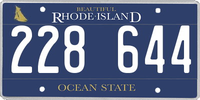 RI license plate 228644