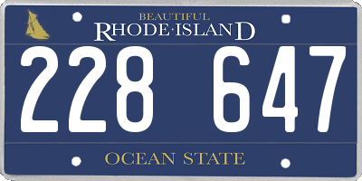RI license plate 228647