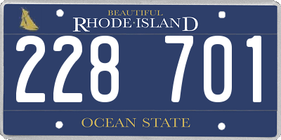 RI license plate 228701