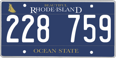 RI license plate 228759