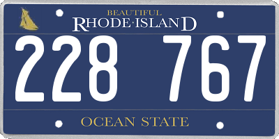 RI license plate 228767