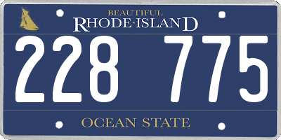 RI license plate 228775