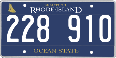 RI license plate 228910