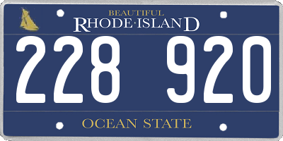 RI license plate 228920