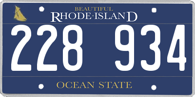 RI license plate 228934
