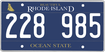 RI license plate 228985