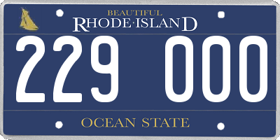 RI license plate 229000